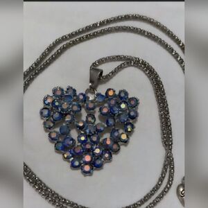 Betsy Johnson Blue Heart Pendant Necklace with Hang